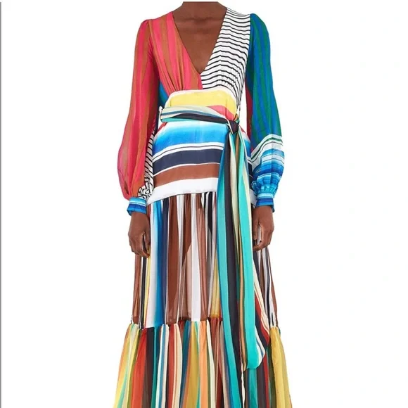 FARM RIO Thalita Striped Maxi Dress Size XS - Picture 2 of 12